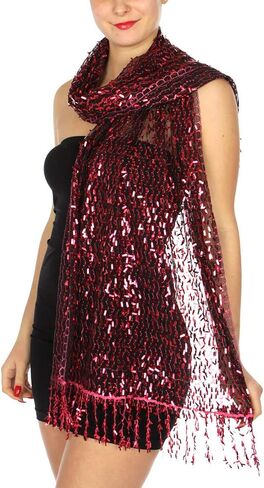 SERENITA Sequin Shawls for Evening Dresses Sparkling Wedding Bridal Party Scarf Wraps Friinged Metallic Prom Night Cover Up in Saudi Arabia
