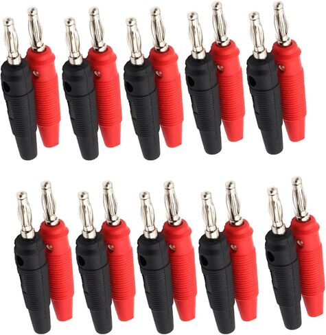 SKY TOPPOWER 4mm Banana Plugs Solder 20PCS/lot DIY Banana Plug Connectors Adapters for Electronics Testing, Repairing& Researching Accessories (Red 10pcs + Black 10pcs) in Saudi Arabia