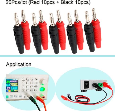 SKY TOPPOWER 4mm Banana Plugs Solder 20PCS/lot DIY Banana Plug Connectors Adapters for Electronics Testing, Repairing& Researching Accessories (Red 10pcs + Black 10pcs) in Saudi Arabia