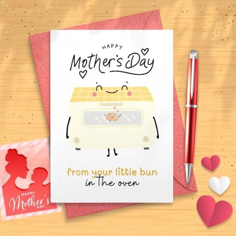 Happy Mother's Day From Your Little Bun In The Oven - Mother's Day Card For Soon To Be Mom, Card For Her [01751] in Saudi Arabia