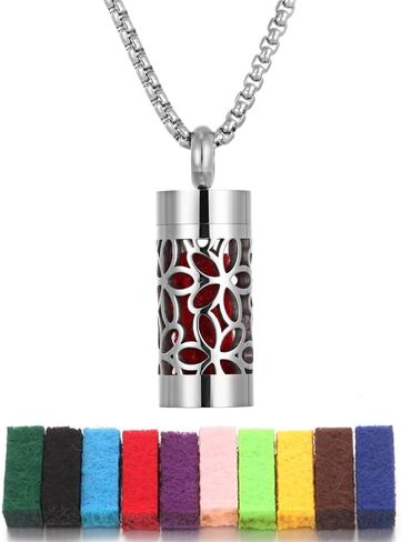 JEAN SMILE Essential Oil Necklace for Women - Aromatherapy Pendant, 316L Stainless Steel Diffuser Jewelry Gift for Men and Women - Perfect for Christmas, Birthday XN064-9 in Kuwait