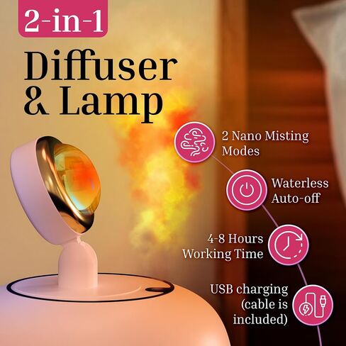 Essential Oil Diffuser, Quiet Aromatherapy. Mist Humidifier. Natural Home Fragrance Aroma Diffuser with LED Colors. with a Cool Night lamp. 300ml in Saudi Arabia