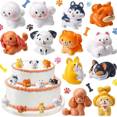 12 Pieces Cute Dog Figurines Set Mini Resin Dog Toy Figures Puppy Party Decorations Cake Cupcake Toppers for Home Garden Birthday Party Plant Pots Decor in Saudi Arabia