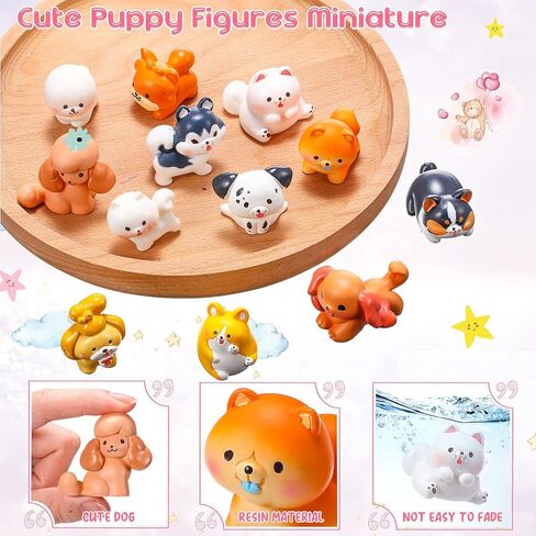 12 Pieces Cute Dog Figurines Set Mini Resin Dog Toy Figures Puppy Party Decorations Cake Cupcake Toppers for Home Garden Birthday Party Plant Pots Decor in Saudi Arabia