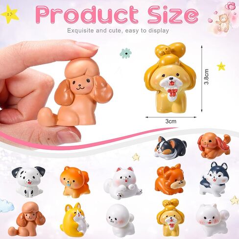 12 Pieces Cute Dog Figurines Set Mini Resin Dog Toy Figures Puppy Party Decorations Cake Cupcake Toppers for Home Garden Birthday Party Plant Pots Decor in Saudi Arabia