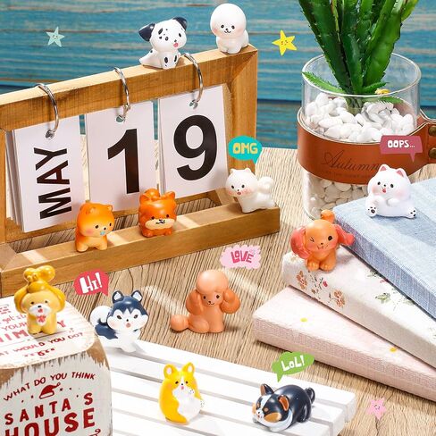 12 Pieces Cute Dog Figurines Set Mini Resin Dog Toy Figures Puppy Party Decorations Cake Cupcake Toppers for Home Garden Birthday Party Plant Pots Decor in Saudi Arabia