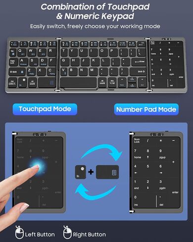 MoKo Foldable Bluetooth Keyboard, Ultra-Thin Folding Rechargeable Keyboard, Portable Wireless Keyboard for Laptop iPhone iPad, Compatible with All iOS Android Windows Tablet Smartphone Devices, Gray in Saudi Arabia