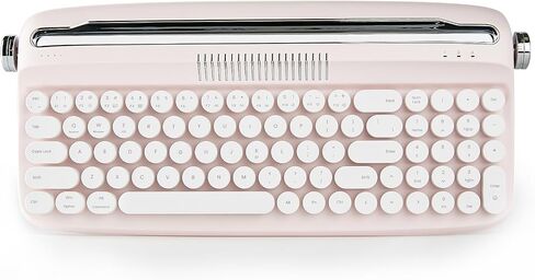 YUNZII Upgraded Wireless Keyboard, Retro Keyboard Typewriter Style with Integrated Stand, USB-C/Bluetooth Keyboard with Cute Round Keycaps for Multi Device for Win/Mac (B309, Sweet Mint) in Saudi Arabia