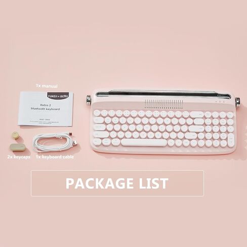 YUNZII Upgraded Wireless Keyboard, Retro Keyboard Typewriter Style with Integrated Stand, USB-C/Bluetooth Keyboard with Cute Round Keycaps for Multi Device for Win/Mac (B309, Sweet Mint) in Saudi Arabia