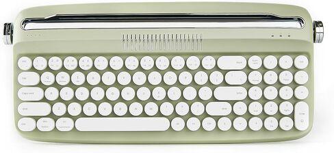 YUNZII Upgraded Wireless Keyboard, Retro Keyboard Typewriter Style with Integrated Stand, USB-C/Bluetooth Keyboard with Cute Round Keycaps for Multi Device for Win/Mac (B309, Sweet Mint) in Saudi Arabia