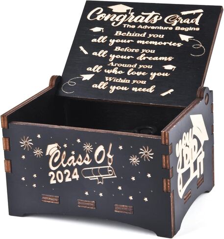 2024 Graduation Gifts for Her Him, Vintage Engraved Inspirational Wooden Music Boxes Graduation Souvenir, College, Senior, High School Inspirational Graduation Gift in Kuwait
