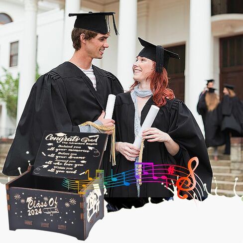 2024 Graduation Gifts for Her Him, Vintage Engraved Inspirational Wooden Music Boxes Graduation Souvenir, College, Senior, High School Inspirational Graduation Gift in Kuwait