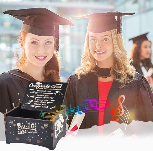 2024 Graduation Gifts for Her Him, Vintage Engraved Inspirational Wooden Music Boxes Graduation Souvenir, College, Senior, High School Inspirational Graduation Gift in Kuwait
