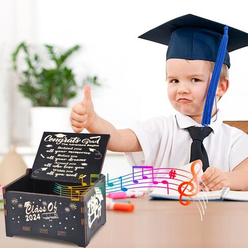 2024 Graduation Gifts for Her Him, Vintage Engraved Inspirational Wooden Music Boxes Graduation Souvenir, College, Senior, High School Inspirational Graduation Gift in Kuwait