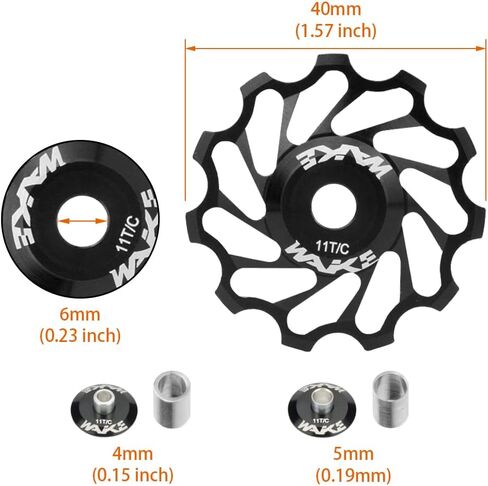 2Pcs Bicycle Ceramic Derailleur Pulley Wheel Quality Aluminum Alloy 11T Bike Derailleur Roller Compatible Shaft Diameter 4 / 5 / 6mm Derailleur Guide Roller Accessories in Saudi Arabia