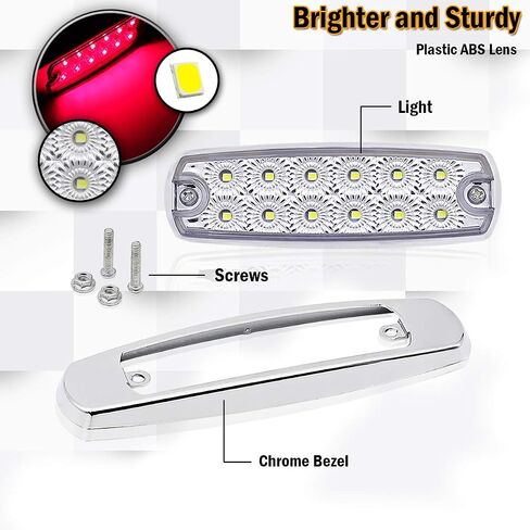 6.4 Inch Fish Shape Side Marker Light Clearance with Chrome Bezel for Trailer Truck Boat CRV Waterproof 12 LED 12V DC in Saudi Arabia
