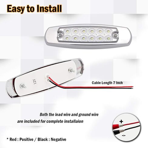 6.4 Inch Fish Shape Side Marker Light Clearance with Chrome Bezel for Trailer Truck Boat CRV Waterproof 12 LED 12V DC in Saudi Arabia