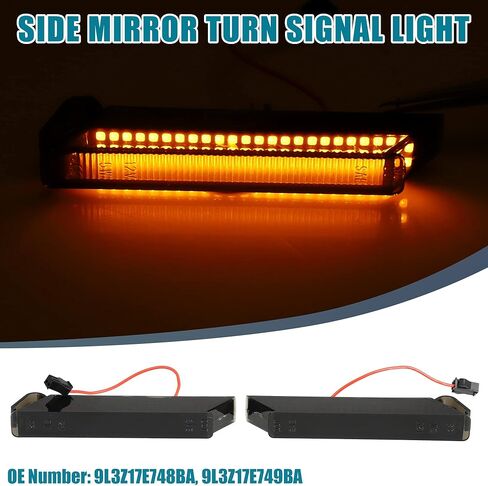 LED مرآة جانبية بدوره إشارة ضوء التخليص مصباح باب الرؤية الخلفية الجناح مرآة الوامض لفورد F150 2004-2006 الأصفر والأبيض LED عدسة سوداء 1 زوج in Saudi Arabia