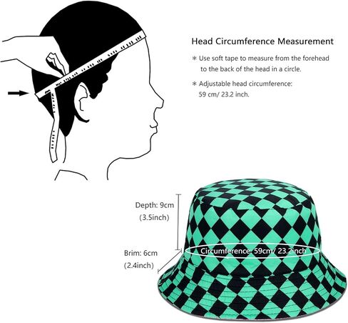 أنيمي قبعة دلو Kamado Tanjirou Kamado Nezuko قبعة بحافة جميع أنحاء الطباعة قبعة بحافة عكسها مزدوجة الجانب ارتداء قبعة الصيد الأخضر/الوردي in Kuwait