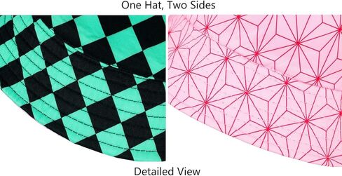 أنيمي قبعة دلو Kamado Tanjirou Kamado Nezuko قبعة بحافة جميع أنحاء الطباعة قبعة بحافة عكسها مزدوجة الجانب ارتداء قبعة الصيد الأخضر/الوردي in Kuwait