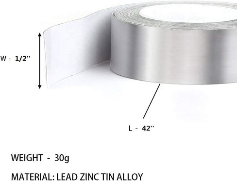 شريط رصاص للجولف، 0.7 جرام لكل بوصة شريط رصاص عالي الكثافة، شريط رصاص 1/2 بوصة × 42 بوصة لمضرب تنس الجولف، مجداف كرة البيسبول، قطعتان in Kuwait