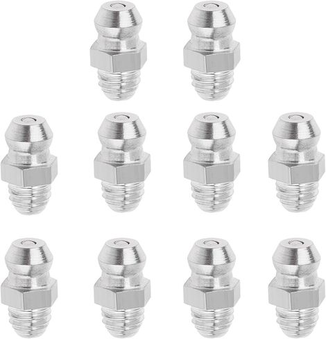 10 Pcs Hydraulic Grease Fittings Assortment 1/8" 304 Stainless Steel Zerk Fitting Grease Gun Kit Straight 45 90 Degree Angled Metric Grease Fitting (180 Degree) in Saudi Arabia