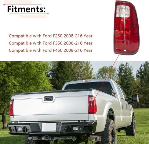 RLB-HILON Right Side Rear Tail Light Assembly Compatible with Ford F250 F350 F450 Super Duty 2008 2009 2010 2011 2012 2013 2014 2015 2016 Year, for BC3Z13404A in Saudi Arabia