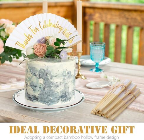 Tatuo 100 Pcs Wedding Party Favors White Silk Wedding Foldable Hand Fans with Organza Bag Bridesmaid Gift with Thanks for Celebrating with Us Bridal Hand Fan for Wedding Gift Dancing Props Party Decor in Kuwait