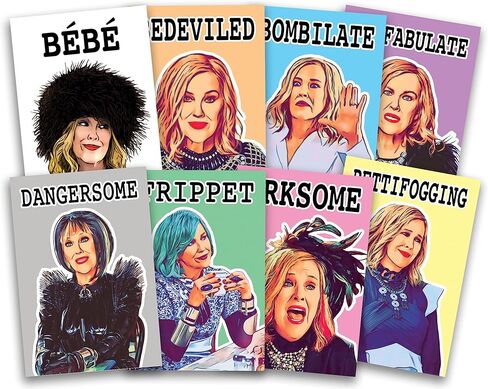 مجموعة بطاقات مفردات محاكاة ساخرة مستوحاة من مويرا روز مكونة من 8 بطاقات تعليمية مقاس 4 × 6 بوصات in Kuwait