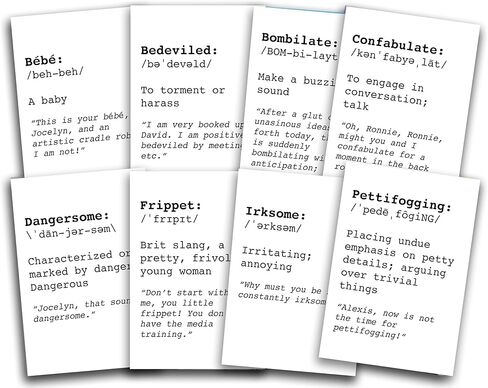 مجموعة بطاقات مفردات محاكاة ساخرة مستوحاة من مويرا روز مكونة من 8 بطاقات تعليمية مقاس 4 × 6 بوصات in Kuwait
