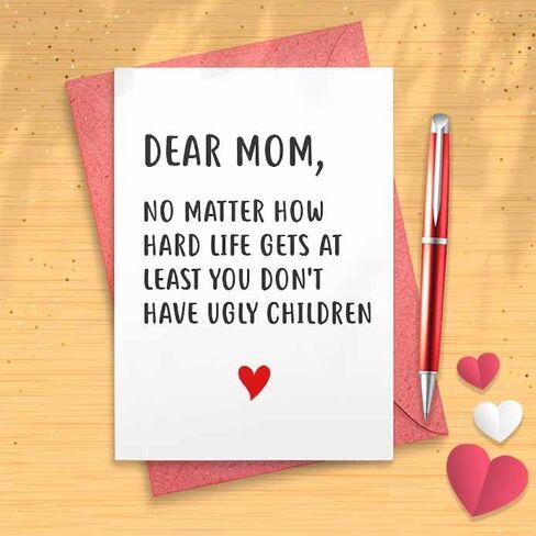 Funny Card For Mom, From Daughter, From Son, Mother's Day, Valentine's Day, Christmas Day, Galentine, Birthday, Ugly Children [00451] in Saudi Arabia