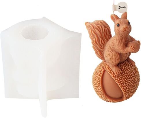 Xidmold 3D Squirrel Candle Mold, Animal Squirrel Silicone Mold for Fondant, Cake Decor, Soap, Epoxy Resin, Plaster Ornament, DIY Crafts (A) in Saudi Arabia