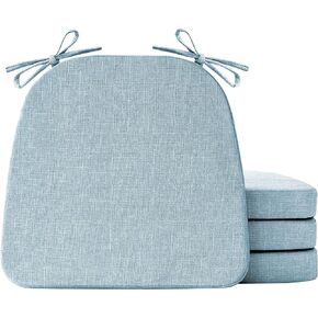 IASEAHK Chair Cushions for Dining Chairs Set of 4, Non Slip Kitchen Chair Pads, 17" x 16" x 2", Indoor Dining Chair Cushions with Ties, D-Shaped Seat Cushions for Kitchen Chairs, Beige in Saudi Arabia