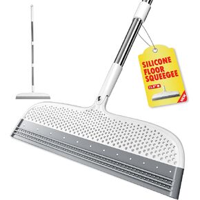 Silicone Floor Squeegee, 180° Rotating Air Broom, Squeegee for Floor with a Long Handle, Magic Broom for Water and Pet Hair Removal on Bathroom Floors, Tile, Deck and Glass, Indoor Cleaning Tool in Kuwait