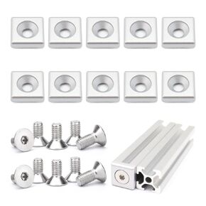 10Pcs 1010 2525 Aluminum Extrusion T Slot End Cap Bracket 10, 25 Series Extruded Hardware Cover with Screws for 10/10 1020 1 inch x 1 inch 1" Aluminum Profile Frame Fitting in Kuwait