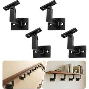 4 Pack Handrail Brackets, Laysmkit Adjustable Handrail Bracket for Staircase, Black Hand Rail Bracket, Wall Mounted Stair Railing Brackets with Installation Hardware for Stairs, Bedroom, Corridors in Saudi Arabia