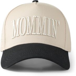 قبعة Mommin Trucker للنساء، للزوجة الأم، قبعة بيسبول كلاسيكية بلونين على شكل ذيل حصان، قبعات للأمهات مطرزة in Kuwait