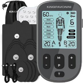 KingPavonini 3-in-1 TENS Unit محفز العضلات لعلاج تخفيف الألم، جهاز TENS ثنائي القناة 36 وضعًا مع 12 وسادة، محفز عضلات EMS قابل لإعادة الشحن والمحمول للظهر والكتف والرقبة in Kuwait