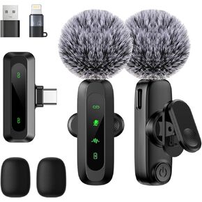 Wireless Lavalier Microphone for iPhone/iPad/Android Phone - Mini Microphones for Podcast Content Creators, Professional Noise Reduction Lapel Mic for Vlog Video Recording Live Streaming in Saudi Arabia