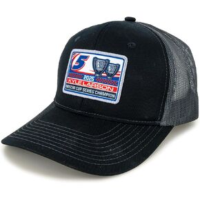 Checkered Flag Sports Kyle Larson 2025 NASCAR 2X Champ Mesh Patch Snapback Hat Black/Gray in Kuwait