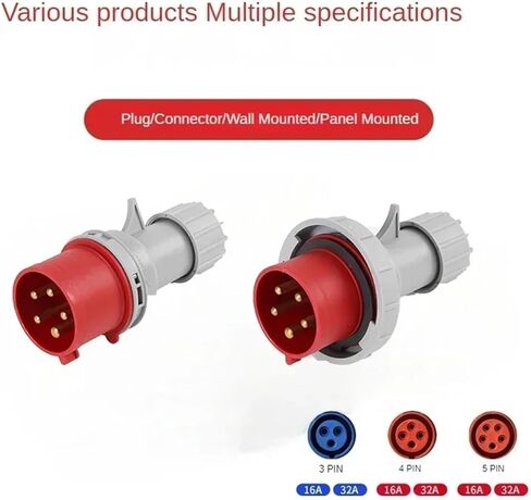 Industrial Plug and Socket Waterproof Connector 3PIN 4PIN 5PIN 16A/32A Electrical Connection Wall Mount(10 PCS IP44-4P) in Saudi Arabia