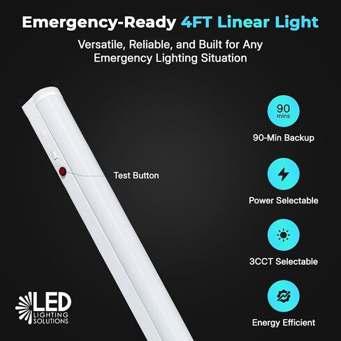 حلول الإضاءة LED 4FT الخطية وتركيبات الدرج، مصابيح الطوارئ LED مع بطارية احتياطية 90 دقيقة، 4CCT 3500K 6500K، Power Select 30W 40W، DLC، وحدة إضاءة البطارية الأمريكية in Kuwait