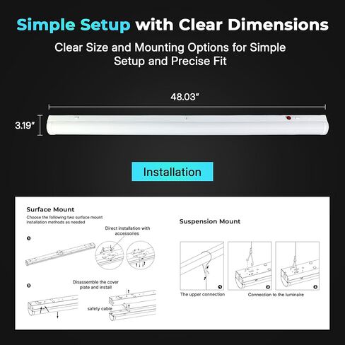 حلول الإضاءة LED 4FT الخطية وتركيبات الدرج، مصابيح الطوارئ LED مع بطارية احتياطية 90 دقيقة، 4CCT 3500K 6500K، Power Select 30W 40W، DLC، وحدة إضاءة البطارية الأمريكية in Kuwait