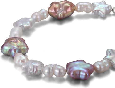 JOLI S925 Sterling Silver 4-11mm/3-8mm Baroque Pearl Bracelet with Freshwater Baroque Pearl for Women Adjustable Design Size 7/7.5 inch in Saudi Arabia