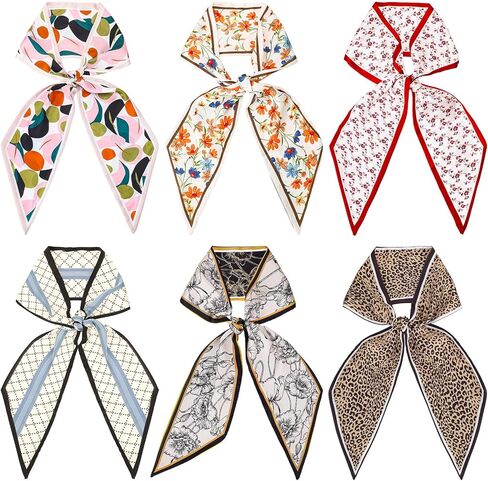 JATEBI 6 Pcs Hair Scarf for Women Purse Scarf Silky Long Neck Head Scarves for Handbag Handle Fashion in Saudi Arabia