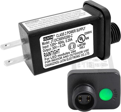 مصدر طاقة 30 فولت 0.2 أمبير 6 وات لإضاءة عيد الميلاد CZJUTAI JT-DC300V0200-C مع مؤقت لمدة 6 ساعات، لأضواء شجرة عيد الميلاد (1) in Kuwait