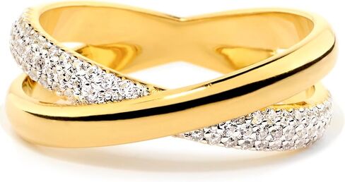 STORYJEWELLERY خواتم مطلية بالذهب للنساء، خاتم X، خاتم متقاطع سميك مطلي بالذهب، خواتم مكتنزة، هدايا لها in Saudi Arabia