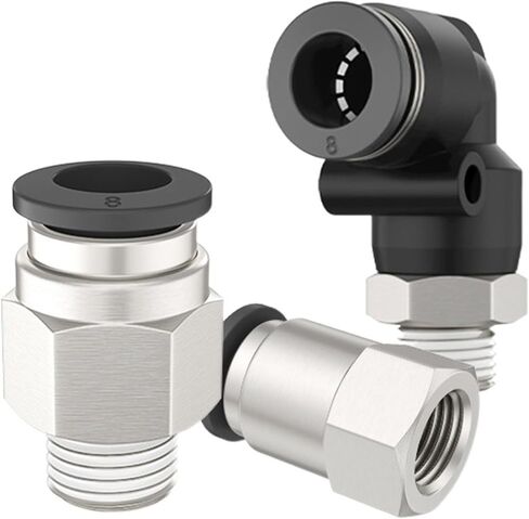 Black PC/PCF8-02 Thread Straight Joint Pneumatic PL Elbow PU Air Pipe Quick Plugs Copper 1Pcs(PCF8-02blackstyle) in Saudi Arabia