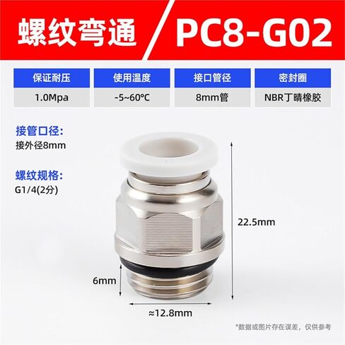 أسود/أبيض G-خيط مستقيم من خلال موصل سريع PC8-02/10-02 المقابس مكون هوائي 1 قطعة (PC8-G02) in Saudi Arabia