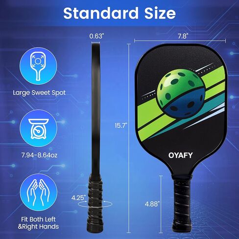 Pickleball Paddles Set of 2, Fiberglass Pickleball Set with Pickleball Rackets 2 Pack, 4 Indoor Outdoor Balls and Carry Bag, Pickle Ball Set for Beginners, Families, Men Women & Intermediate Players in Saudi Arabia